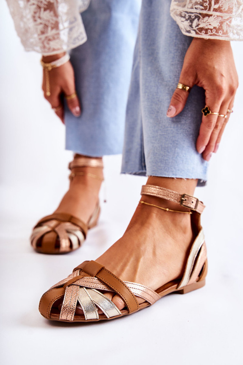 Dámske kožené sandále Maciejka 01924-32 Gold-Brown