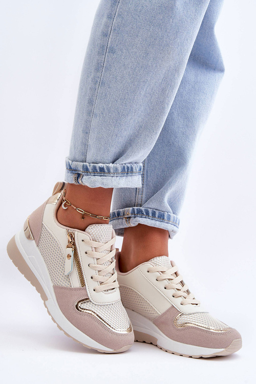 Dámské sneakersy na koturnu béžovo-bílé Sivan