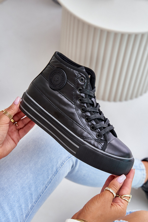 Zateplené dámske tenisky na platforme OO274A471 čierne