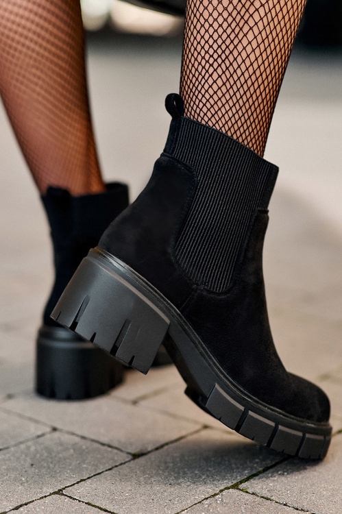 Kůže Botky s Elastickou Vložkou Černé Anyfer