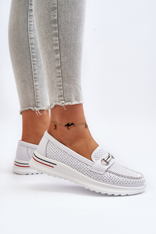 Bílé dámské kožené mokasíny Veridinna
