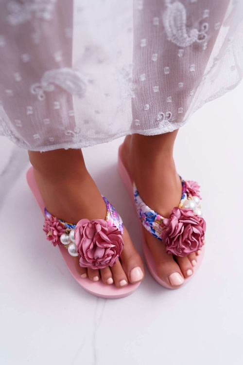 Dámske flip -flops s kvetinovými flip -flops na klinoch Pink Shaarme