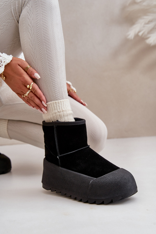 Zateplené semišové sněhule na platformě Big Star OO274A213 černé