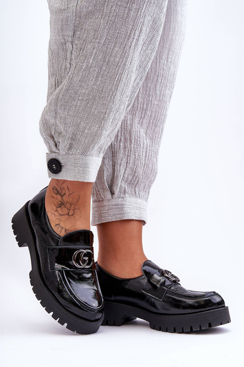 Dámské kožené polobotky s ozdobou Černá Rosefalls