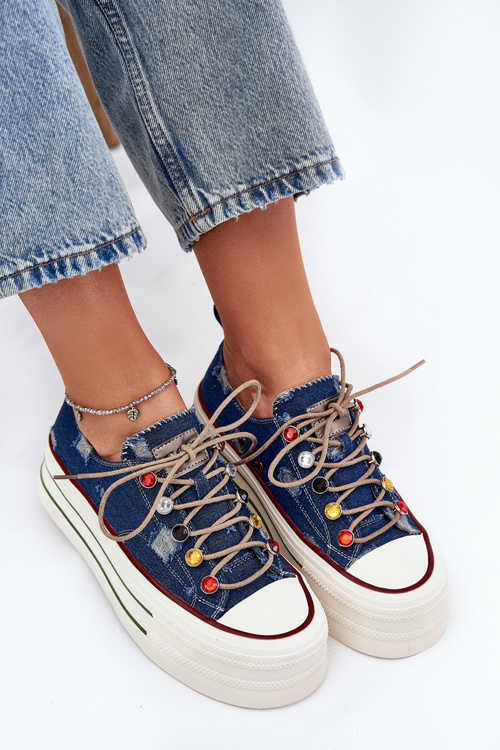 Dámské Tenisky Na Platformě GOE RR2N4103 Tmavě Modré