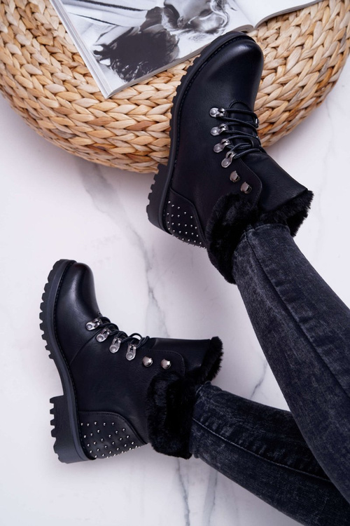 Ženské topánky kožušiny čierne ergost