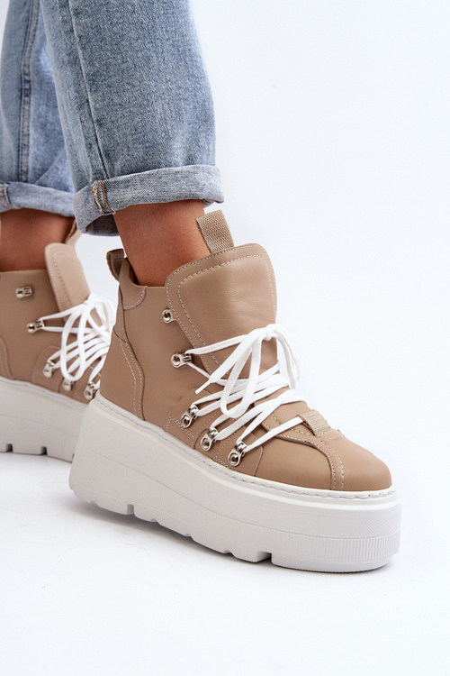 Zazoo 3416 Kožené Dámske Športové Topánky Bežové