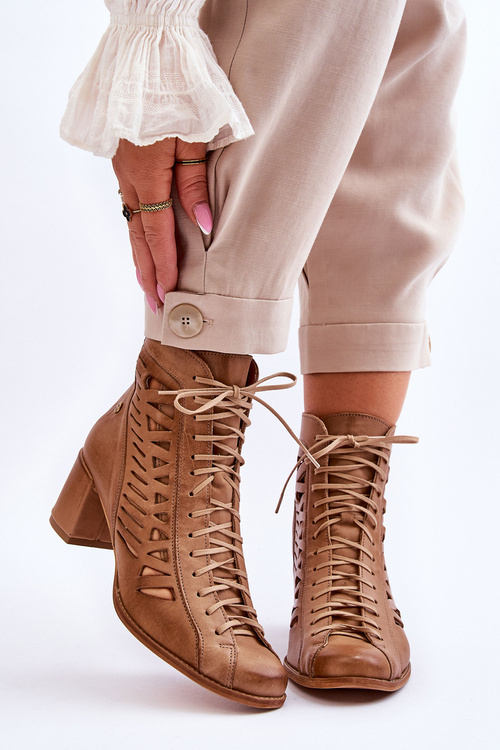 Maciejka Openwork Kožené topánky 05508-10 Dark Beige