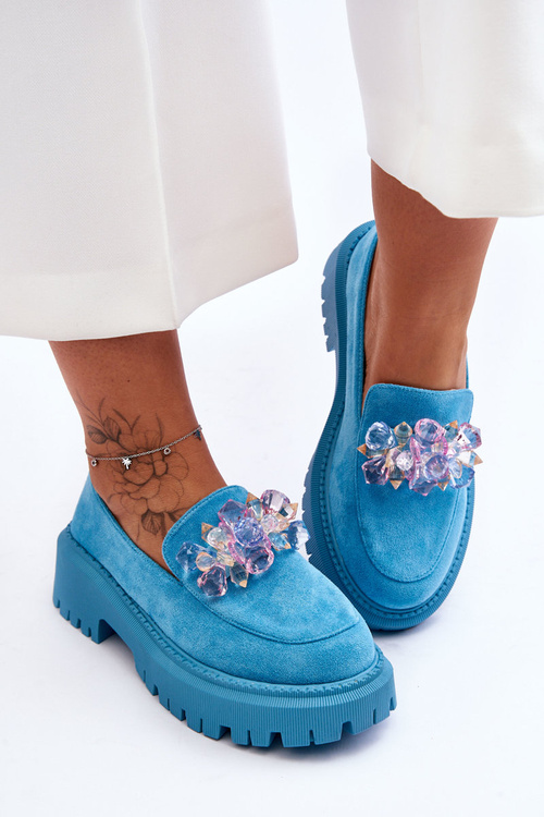 Dámské křišťálové mokasíny Blue Avril