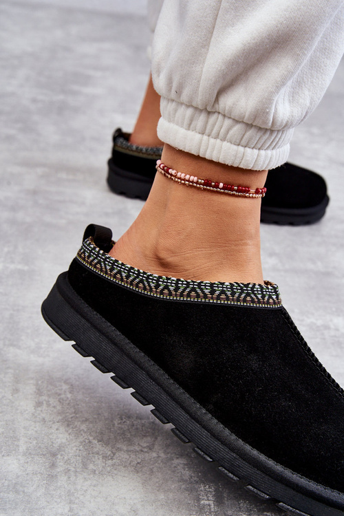 Dámské semišové pantofle s kožíškem černá Buffie