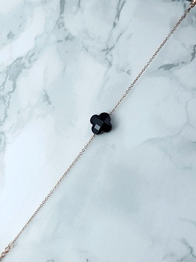 Dámský Náramek na řetězec Černý Jetel zlato Memphis