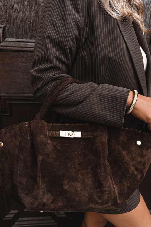 Taška z prírodného semišu Čokoládová Fiorenza