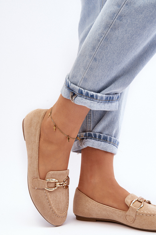 Ženské mokasíny s béžovou dekoráciou Ghana