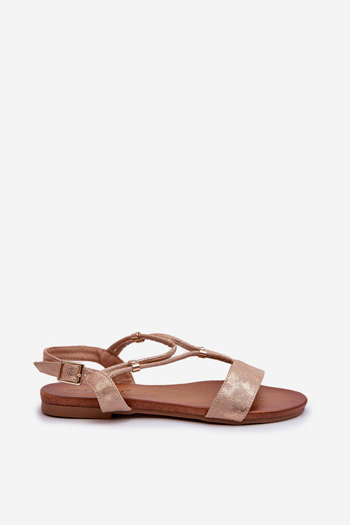 Dámske ploché sandále s remienkami S.Barski KV27-010 béžovo-zlaté