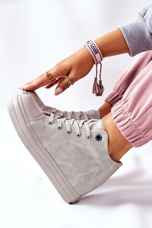 Veľká hviezda II274093 Kožené klinové tenisky sivé