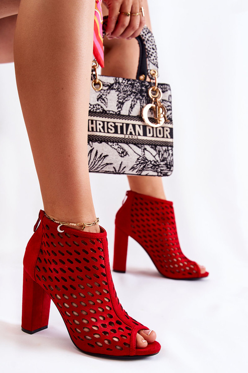 Prolamované semišové boty Červené Jenissa