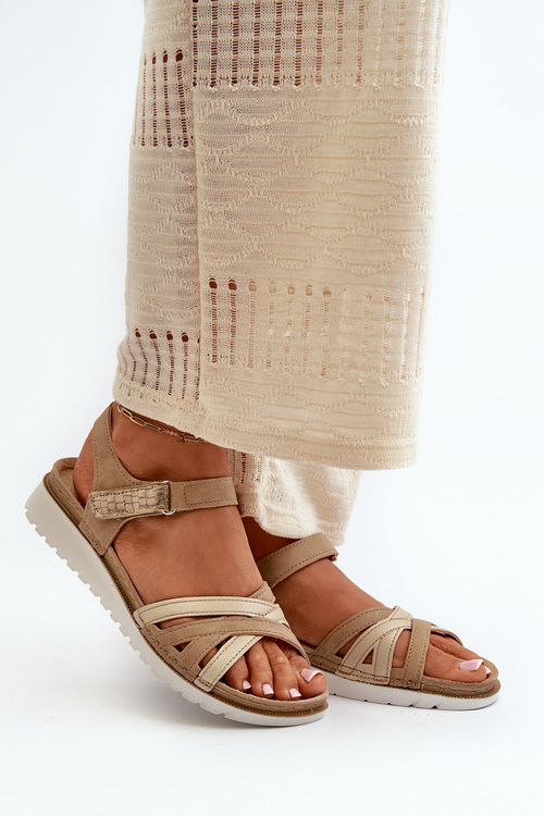 Pohodlné a lehké dámské sandály na suchý zip Inblu CN000041 béžovo-zlaté