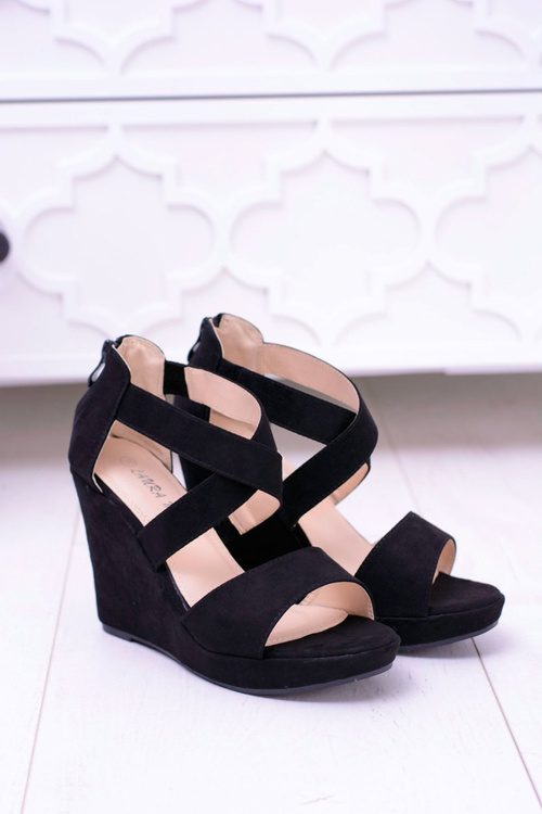 Pohodlné dámské černé sandály klíny Mirabet