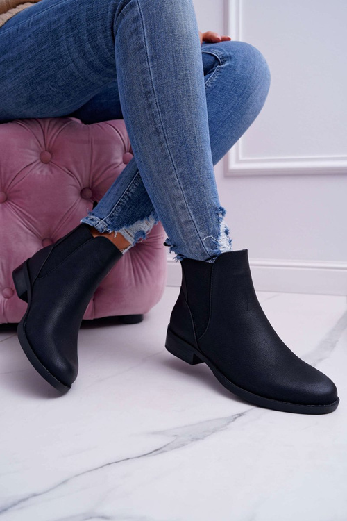 Dámské kotníkové boty Pérka na nízkém podpatku Černé Barski 18-75