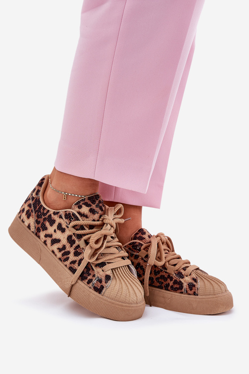 Dámské Tenisky Se Zdobením Na Platformě Leopardí Hnědé Eanneth