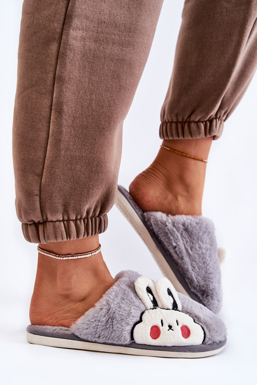 Dámska kožušina papaci s králičou šedou Trishou