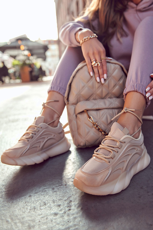 Módne dámske športové topánky tenisky Beige sollero