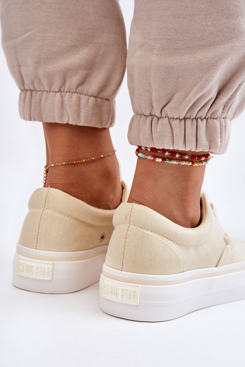 Materiálové tenisky na veľkej hviezde LL274144 Platforma svetlo žltá