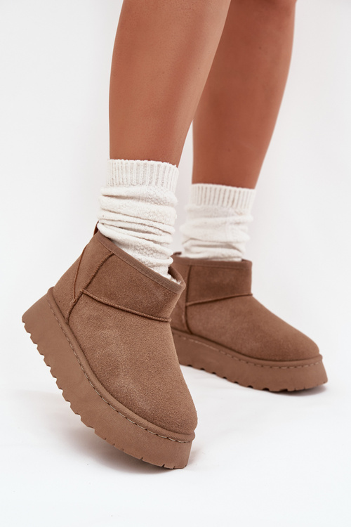 Dámske Snehule Na Platforme Zateplené Kožúškom Khaki Vesirae