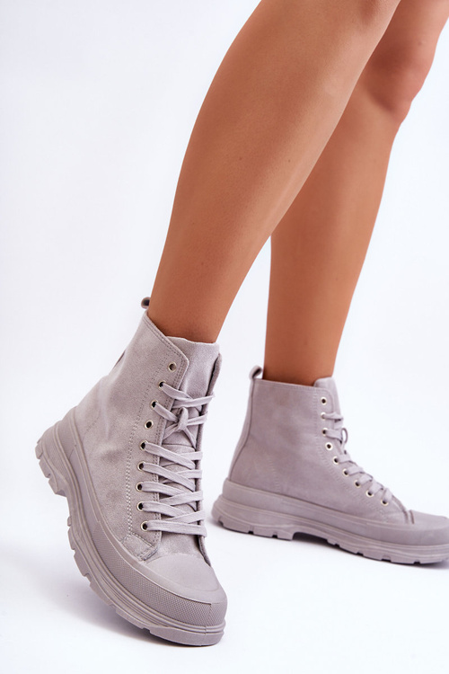 Dámské semišové vysoké tenisky šedé Eleamia