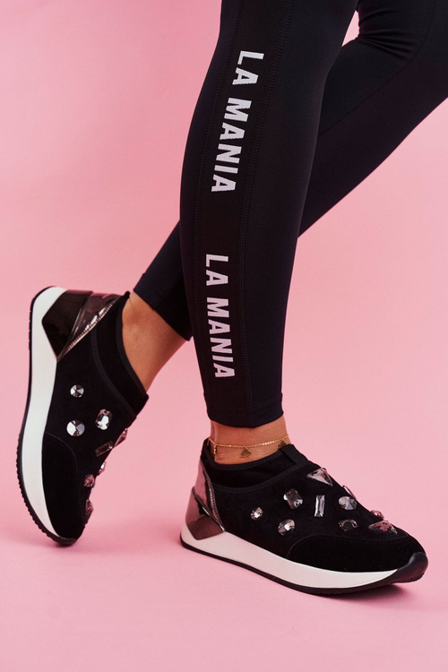 Dámske športové topánky s kryštálmi čierne Todo