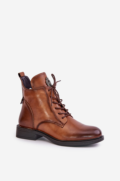 Zateplené kotníkové boty na plochém podpatku s ozdobou Camel Leonise