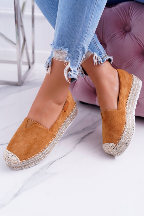 posuvné Semišové espadrille Camel Mariako