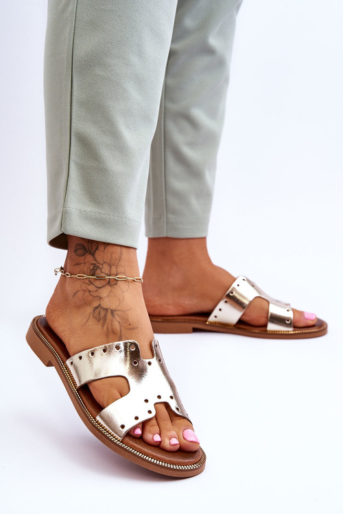 Zazoo 40326 Dámské žabky s ozdobnými výřezy Zlaté