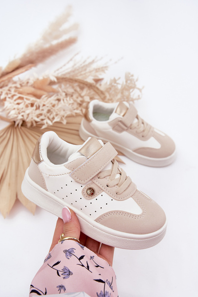 Športové Topánky Sneakers Dievčenské Na Suchý Zips Béžové Zarina