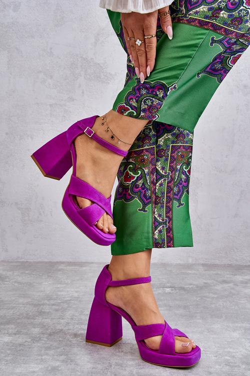 Dámske semišové vysoké podpätky Lewski Shoes 3221 Fuchsia