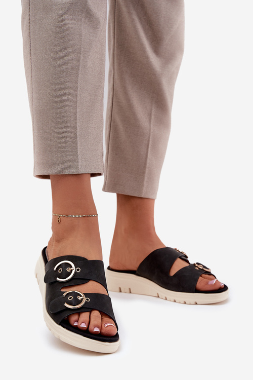 Čierne dámske sandále na platforme a klíne Vimarils