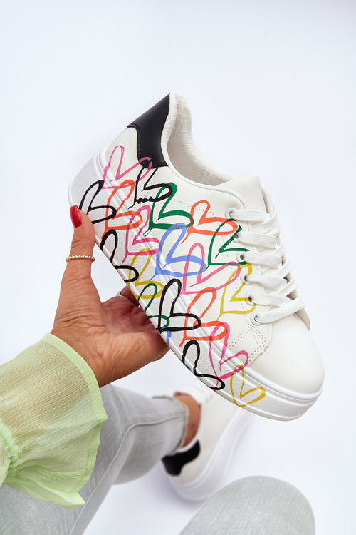 Dámske tenisky so srdiečkami Biele Claral