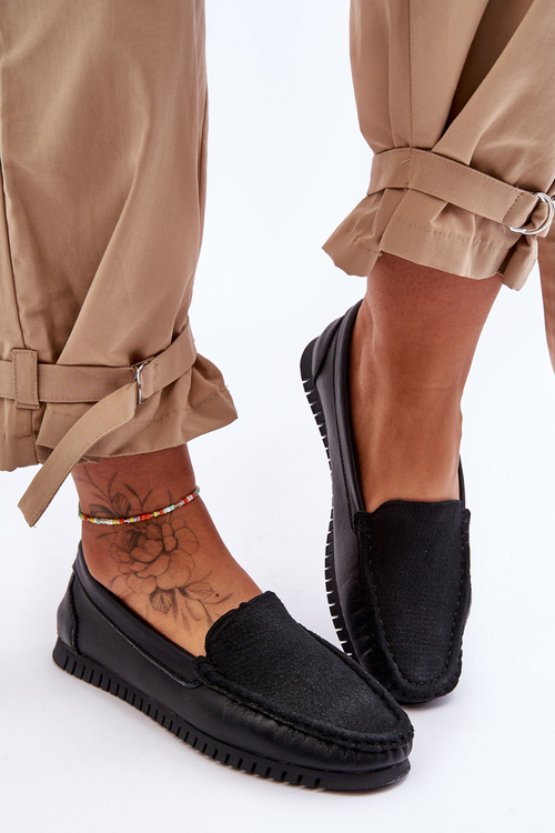 Dámske kožené mokasíry S.Barski LR97630 Čierna