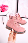 Dětské Kotníkové Boty Izolované Kožešinou Růžové London