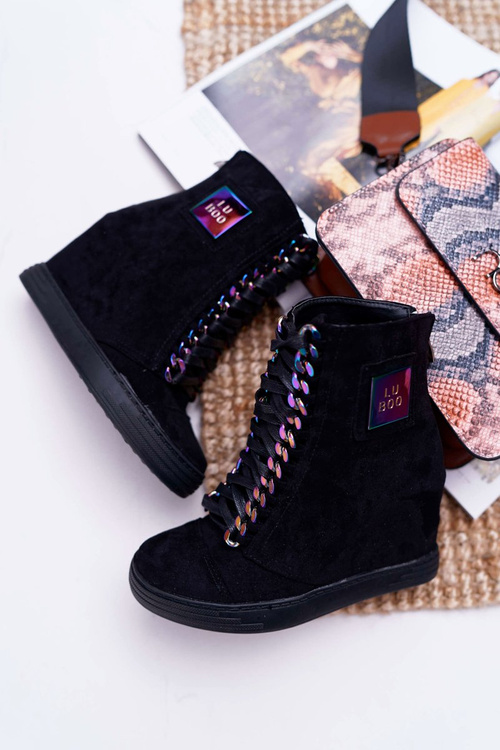 Dámská obuv sneakers Lu Boo Černé hrající duhovými barvami Monica