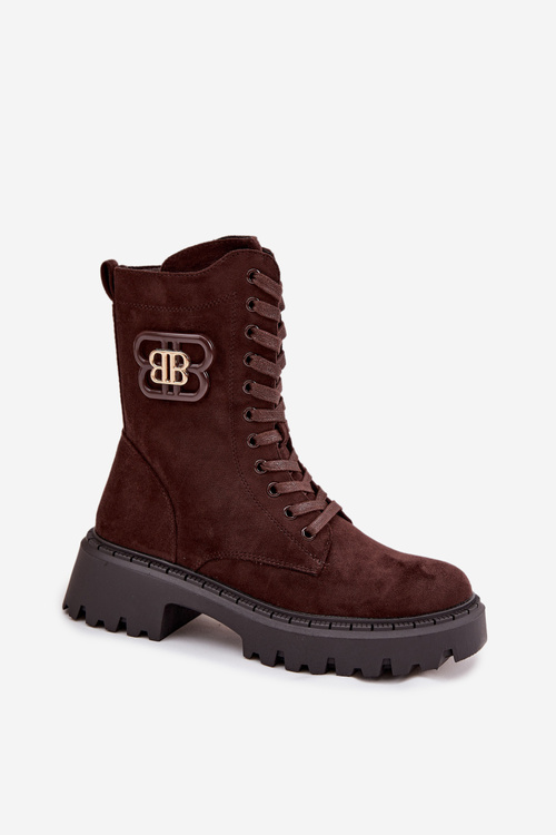 Dámské workery boty s ozdobným prvkem zateplené hnědé Kalindra