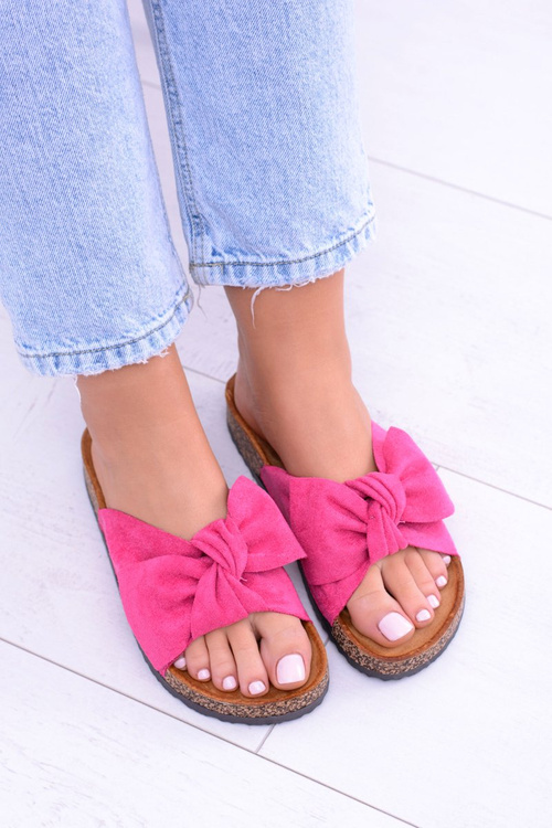 Dámske papuče korku, Wally Fuchsia sa luky