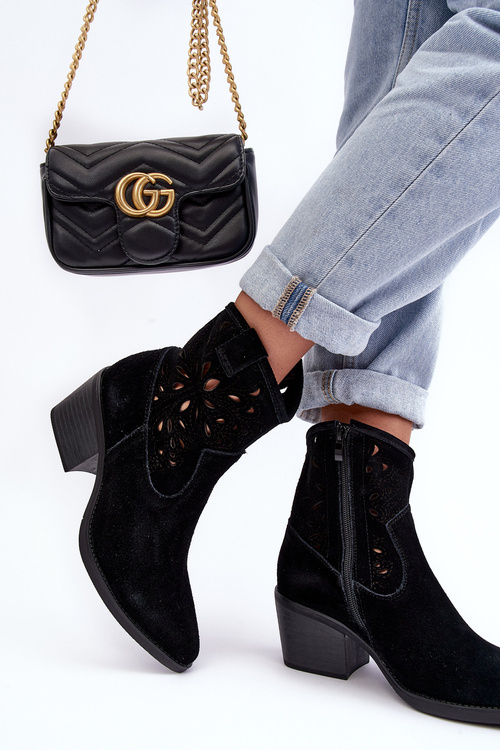 Kožené Křoví Boty S Průhledným Designem D&A SN622-20 Černá