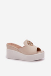 Sandal na platforme a klinu s dekoráciou svetlo béžové Nanessia