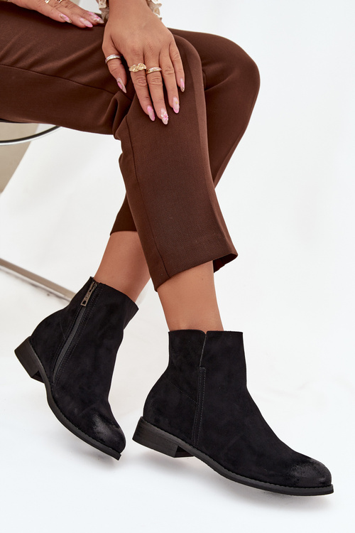 Dámske členkové topánky na nízkom podpätku Vinceza 39961 Čierne