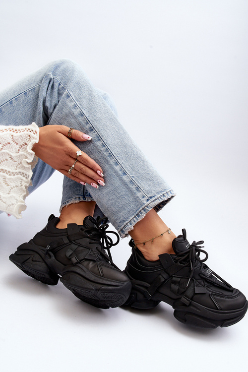 Dámske tenisky na masívnej podrážke čierne Windamella