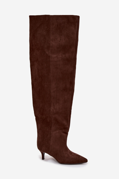 Nafukovací dámské kozačky na jehlovém podpatku čokoládové Ysolienne