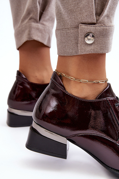 Dámské lakované šněrovací polobotky bordové Banosa