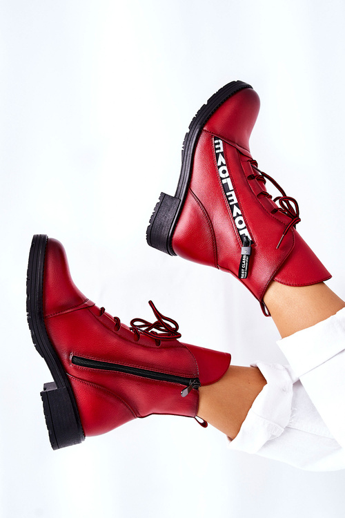 Kožené topánky s dekoratívnou zipsovou červenou Lomissou