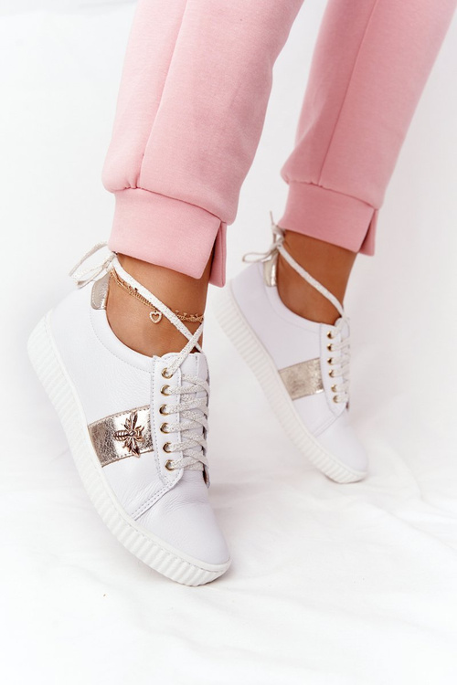 Dámské Kožené Tenisky Lewski Shoes 2786-0 Bílé-Zlaté